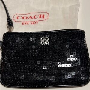 Coach Black Sequin Clutch Wristlet